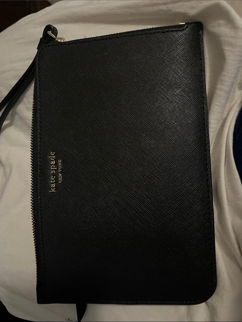kate spade Black Leather Wristlet Pouch with Strap
